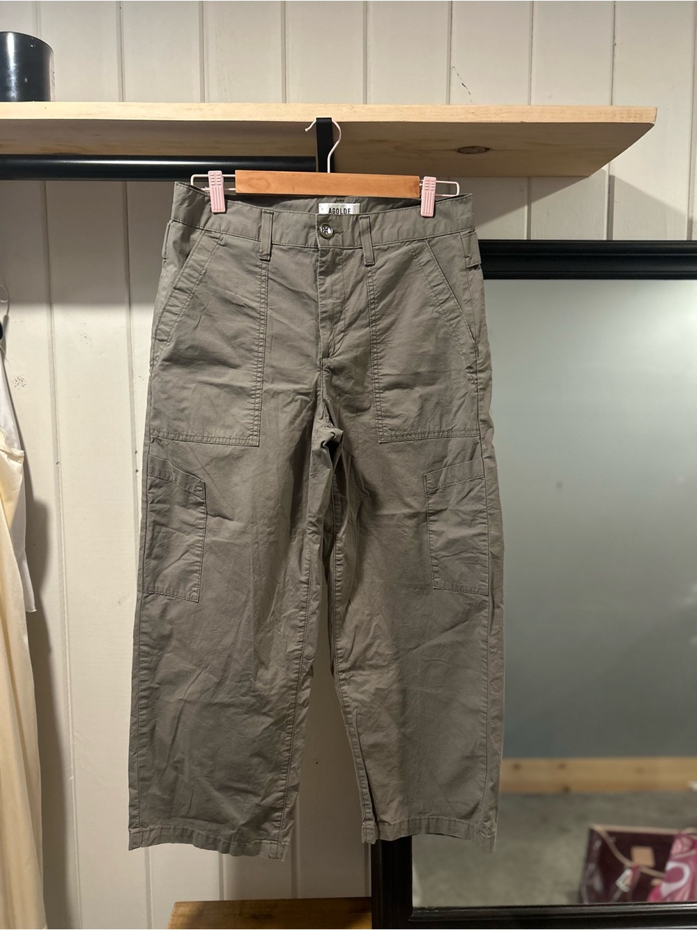 Agolde Men's Cargo Pants in Olive Green